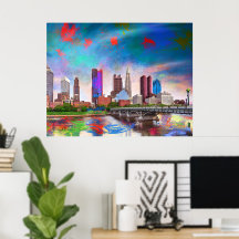 Colorful Columbus Ohio Skyline Abstract Art