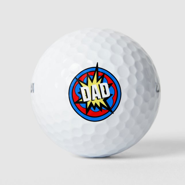 Colorful Comic Bang Dad Golf Balls (Front)