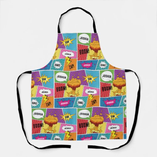 Colorful Comic Book Personalized Name Pop Art Apron