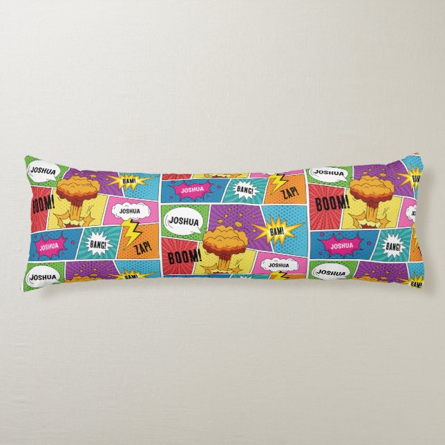 Colorful Comic Book Personalized Name Pop Art Body Pillow (Front)