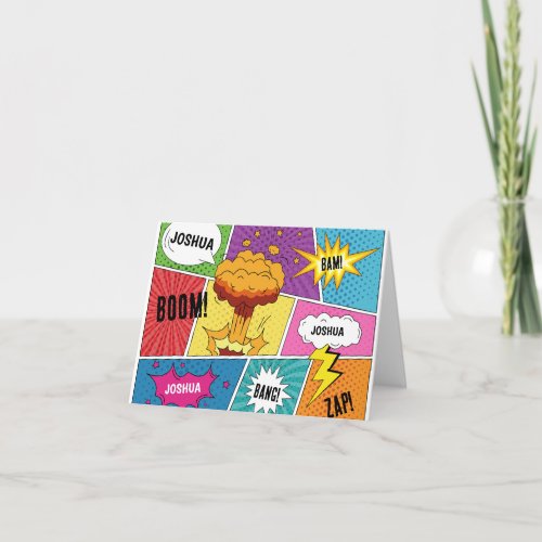 Colorful Comic Book Personalized Name Pop Art Card