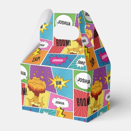 Colorful Comic Book Personalized Name Pop Art Favor Boxes