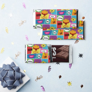 Colorful Comic Book Personalized Name Pop Art Hershey Bar Favors