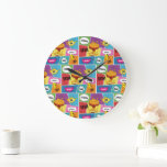Colorful Comic Book Personalized Name Pop Art Large Clock<br><div class="desc">A colorful comic book pop art style design featuring your custom name. A cute and fun comic book themed illustration with bright colors and superhero action words and drawings. An ideal design for anyone who loves super hero designs, comics, cartoon style illustrations, colorful action filled designs and pop art! Personalize...</div>