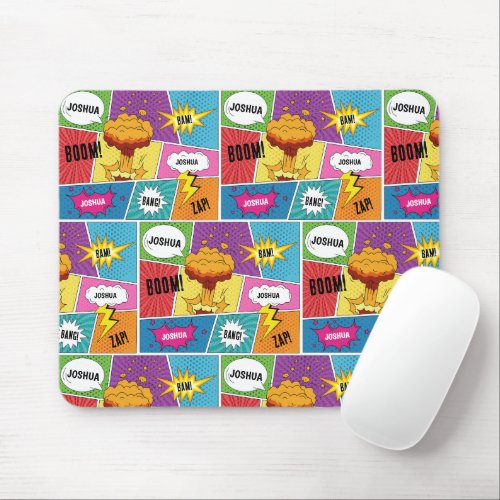 Colorful Comic Book Personalized Name Pop Art Mouse Pad