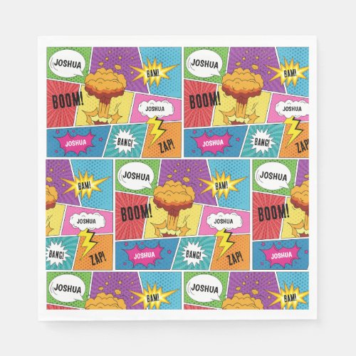 Colorful Comic Book Personalized Name Pop Art Napkins