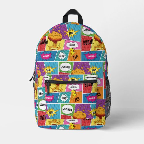 Colorful Comic Book Personalized Name Pop Art  Printed Backpack