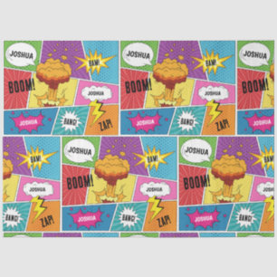 Colorful Comic Book Personalized Name Pop Art Tissue Paper