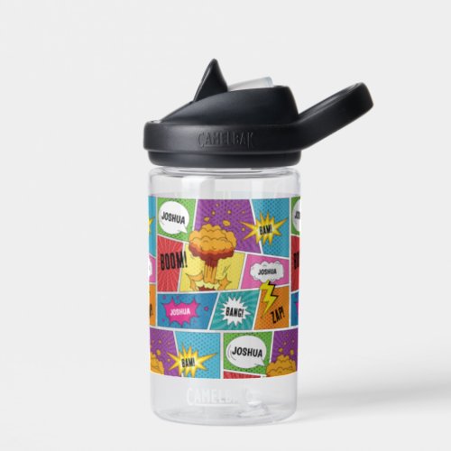 Colorful Comic Book Personalized Name Pop Art Water Bottle