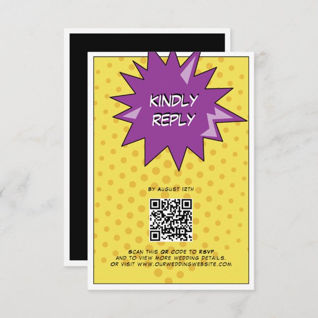 Colorful Comic Book Pop Art Wedding Enclosure Card (Front/Back)