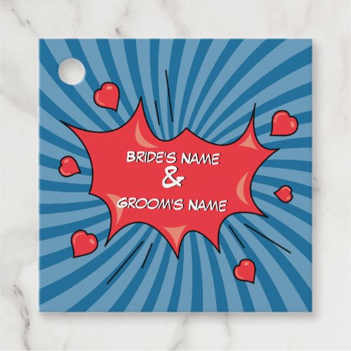 Colorful Comic Book Pop Art Wedding Gift Favor Tags