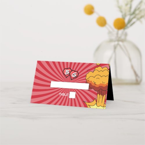 Colorful Comic Book Pop Art Wedding Name Place Card