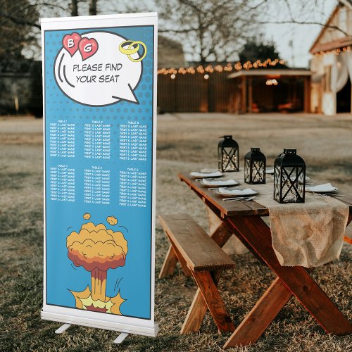 Colorful Comic Book Pop Art Wedding Seating Chart Retractable Banner