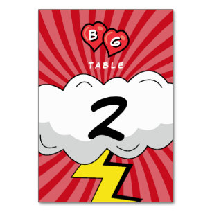 Colorful Comic Book Pop Art Wedding Table Number