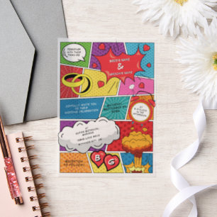 Colorful Comic Book Pop Art Wedding Vellum Invitations