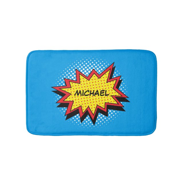 Colorful Comic Book Style Custom Name Bathroom Mat (Front)