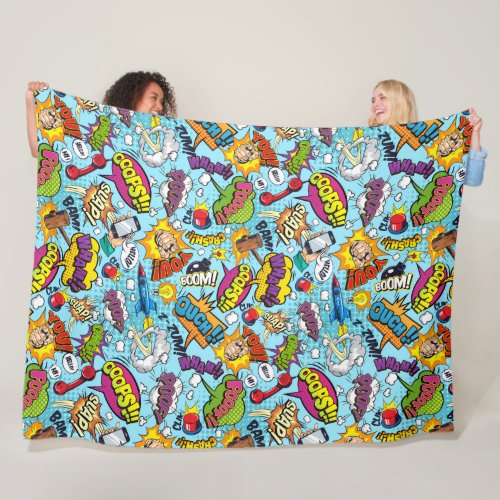 Colorful comic book themed pattern fleece blanket