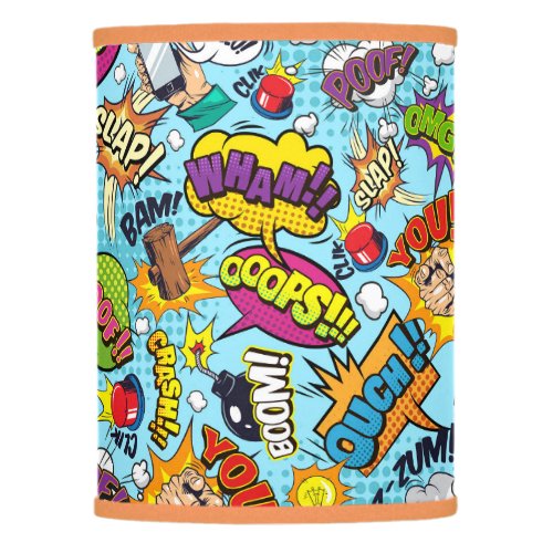 Colorful comic book themed pattern  lamp shade