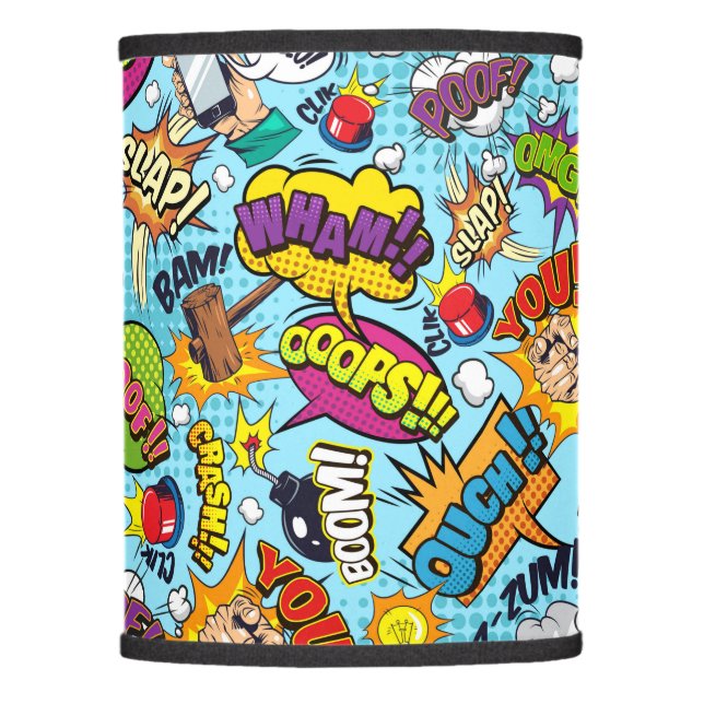Colorful comic book themed pattern  lamp shade (Front)