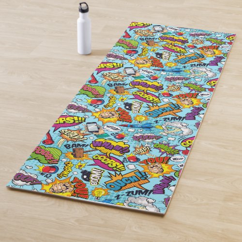 Colorful comic book themed pattern yoga mat