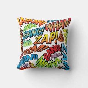 Colorful Comic Book Typography Modern Trendy Cool Throw Pillow