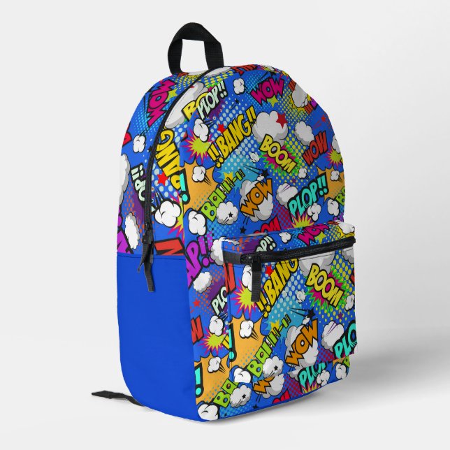 Colorful Comic Bubbles Printed Backpack (Back Corner Left)