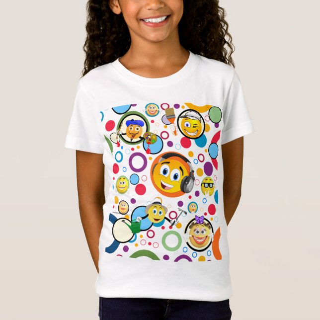 Colorful Comic Emoji Faces  T-Shirt (Front)