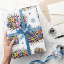 Colorful Comic Pop Art Christmas Wrapping Paper