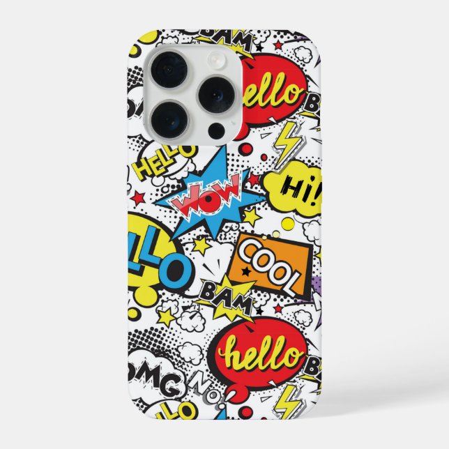 Colorful Comic Pop Art Speech Bubble Pattern iPhone Case (Back)