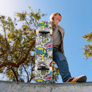 Colorful Comic Pop Art Speech Bubble Pattern Skateboard