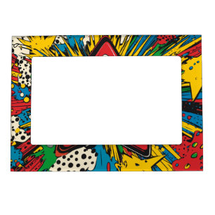 Colorful Comic Pop Art Starburst Explosion Magnetic Frame