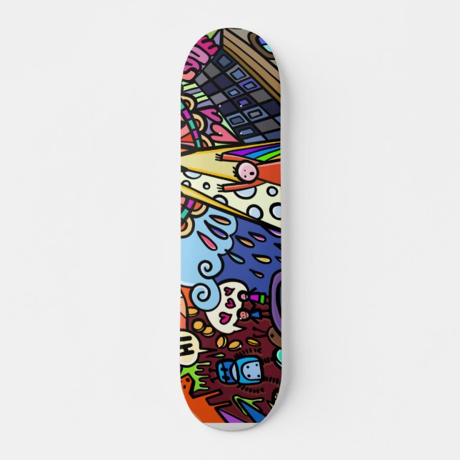 Colorful Comic Sketch Skateboard (Front)
