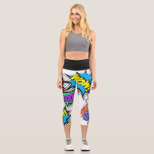 Colorful comic strip High Waisted Capris