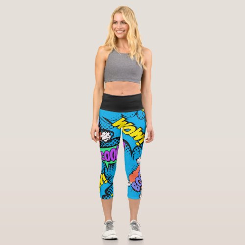 Colorful comic strip High Waisted Capris