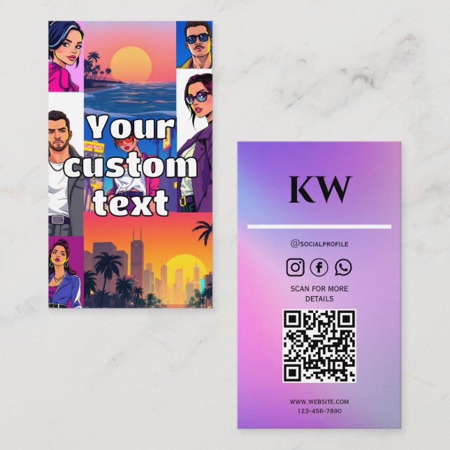 Colorful Comic Style | Customizable Photo & Text Business Card (Front/Back)