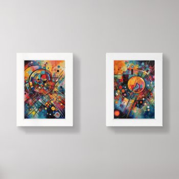 Colorful Composition Abstract Painting Diptych  Wall Art Sets by BluePlanet at Zazzle