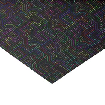 Colorful Computer Circuits Pattern On Black Tissue Paper by LouiseBDesigns at Zazzle