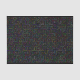Colorful Computer Circuits Pattern on Black Tissue Paper