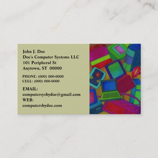 Customizable COLORFUL COMPUTER PARTS COMPONENTS BUSINESS CARD