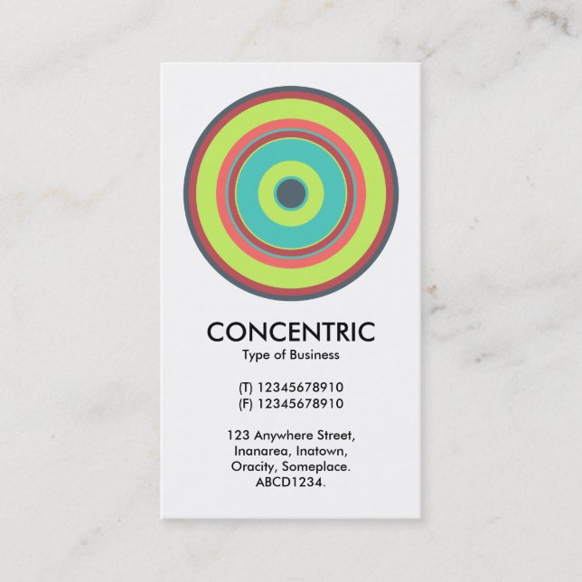 Colorful Concentric Circle 04 Business Card (Front)