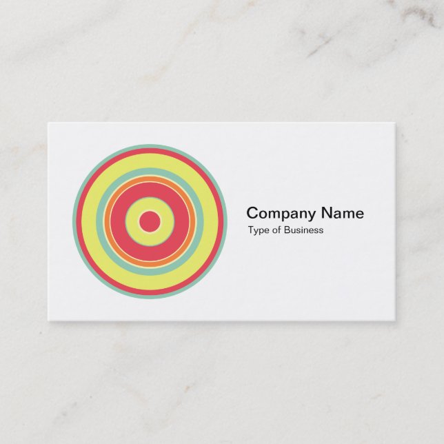 Colorful Concentric Circles 01 Business Card (Front)