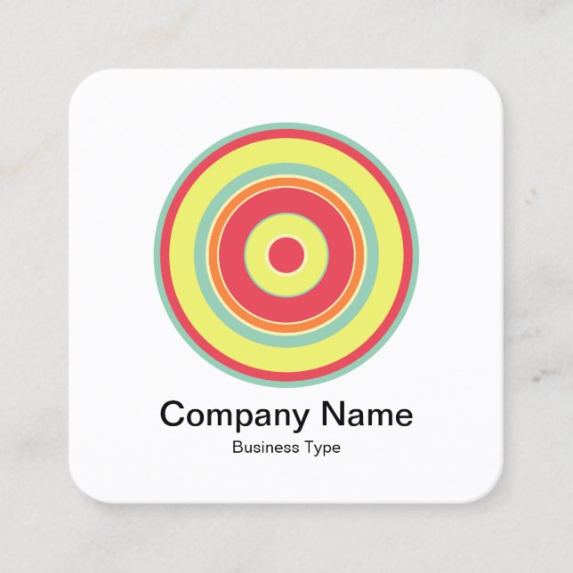 Colorful Concentric Circles 01 Square Business Card (Front)