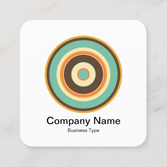 Colorful Concentric Circles 02 Square Business Card (Front)