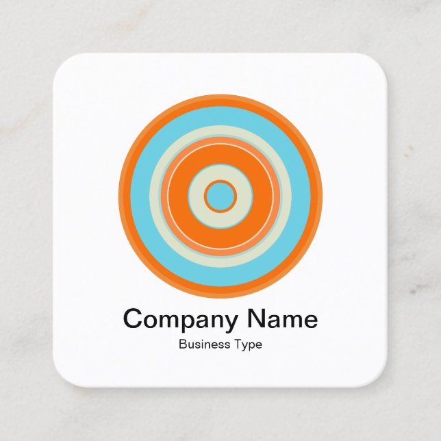 Colorful Concentric Circles 03 Square Business Card (Front)