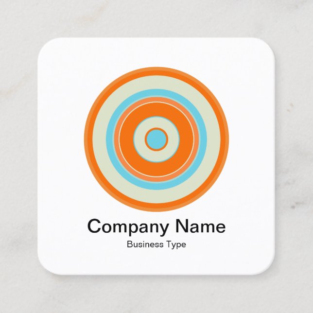 Colorful Concentric Circles 03a Square Business Card (Front)