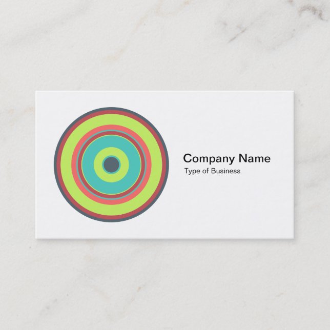 Colorful Concentric Circles 04 Business Card (Front)
