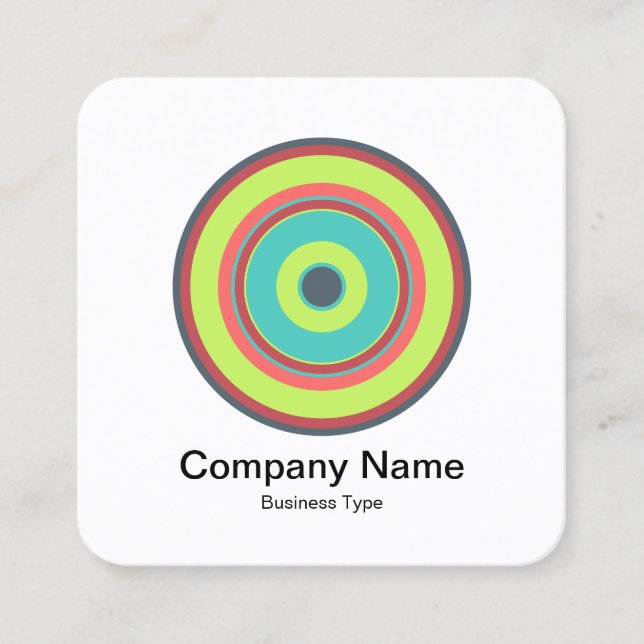 Colorful Concentric Circles 04 Square Business Card (Front)