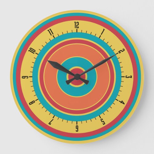 Colorful Concentric Circles 05 Large Clock