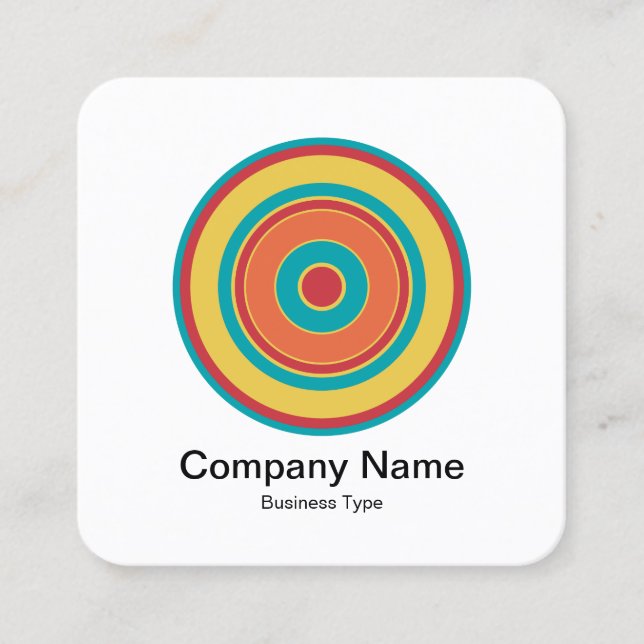 Colorful Concentric Circles 05 Square Business Card (Front)