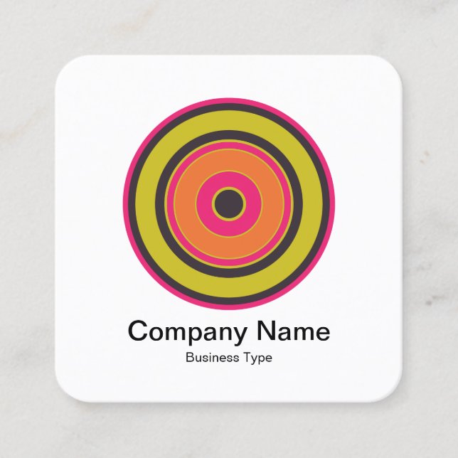 Colorful Concentric Circles 06 Square Business Card (Front)